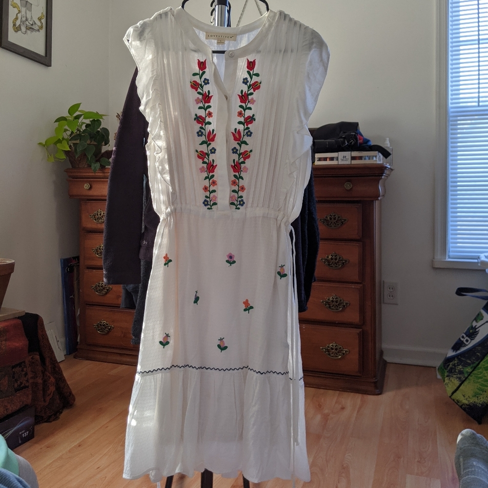 Embroidered White Dress